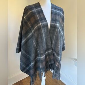 Worth New York Charcoal and Brown Large Wool Wrap